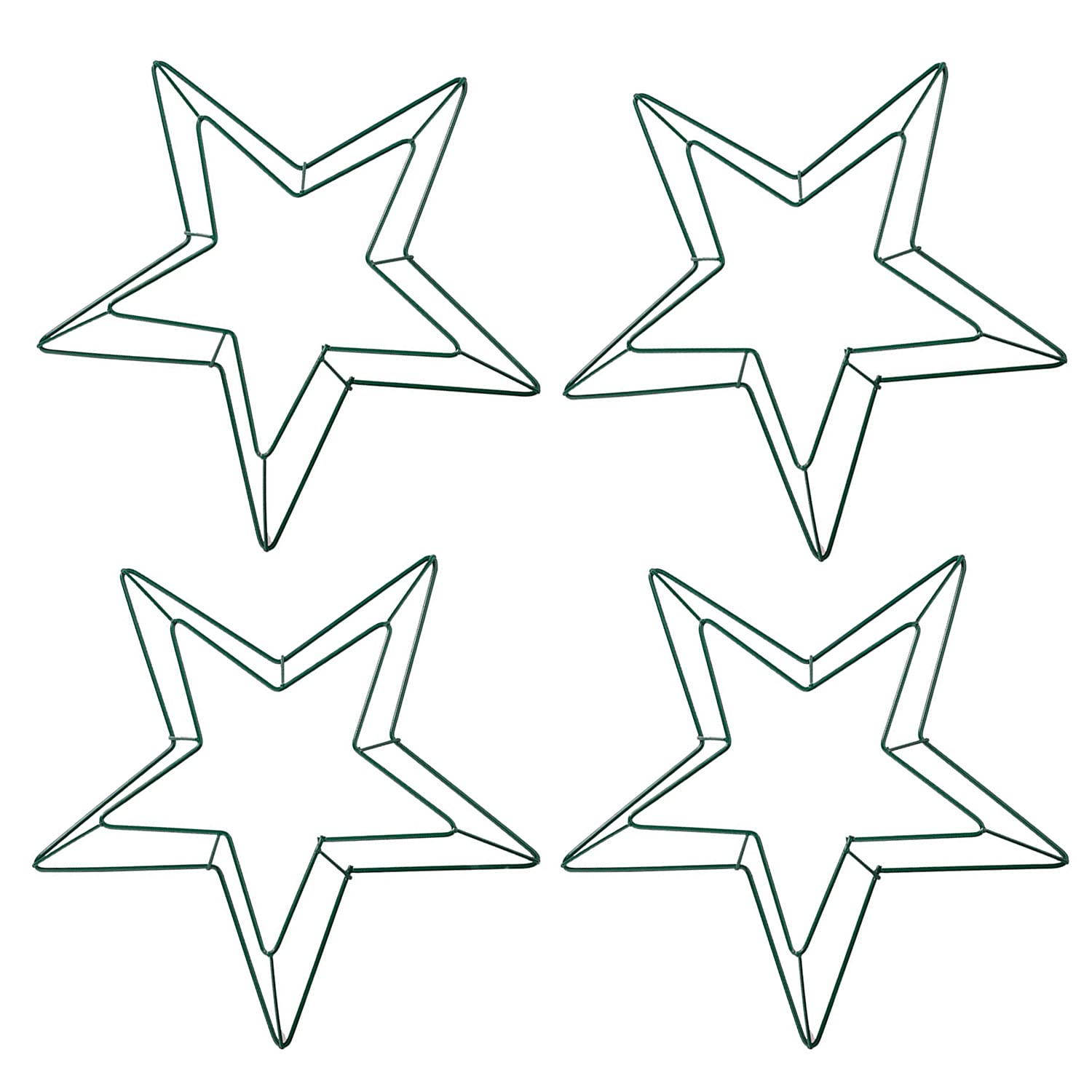 BINBE 4 Pcs 12 Inch Star Wire Wreath Frame, Independence Day Metal Wreath for Flag Day Wedding Holiday Easter Party Decorations Spring Decor DIY Crafts