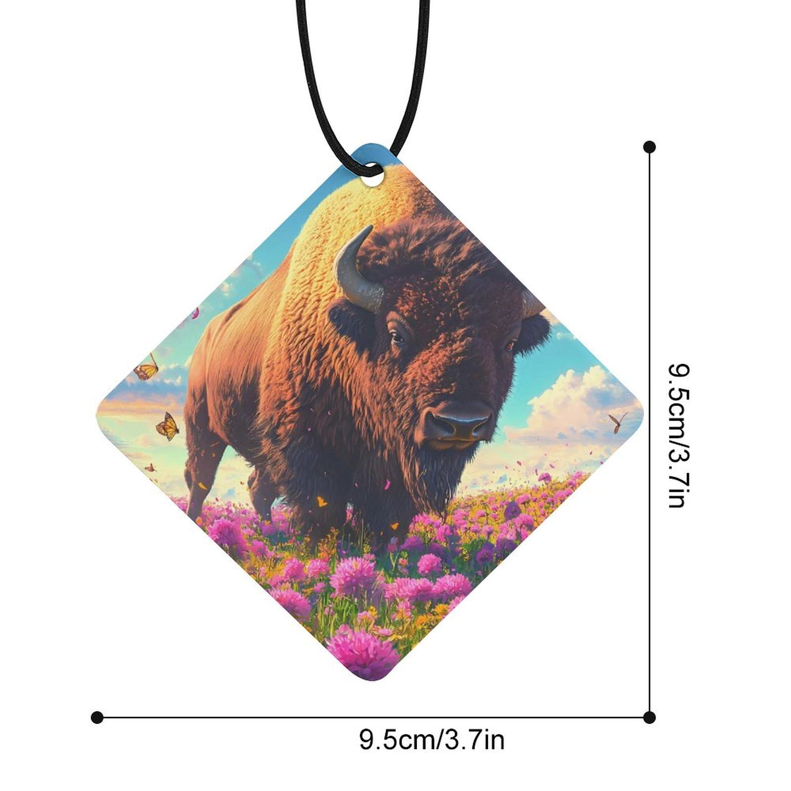 Buffalo Bison Field Car Air Freshener Hanging Aromatherapy Tablets for Car Accessories Rhombus