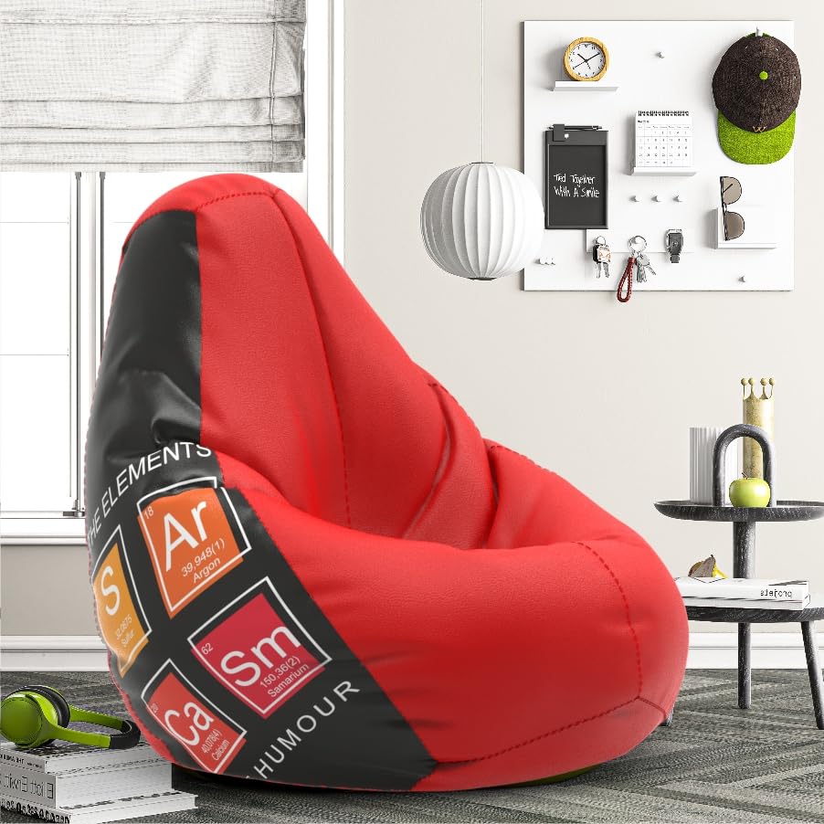 Bean Bag Chair Cover | Size: 5XL | Color: The Elements of Sarcasm - Black Red | Without Beans | Premium Leatherette Cover (CMF 8952)-image-19