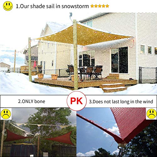 Euchirus Sun Shade Sail Canopy 20\' x 20\',Rectangle Shade Cloth UV Block Sunshade Fabric - Outdoor Cover Awning Shelter for Pergola Backyard Garden Yard (Sand Color)