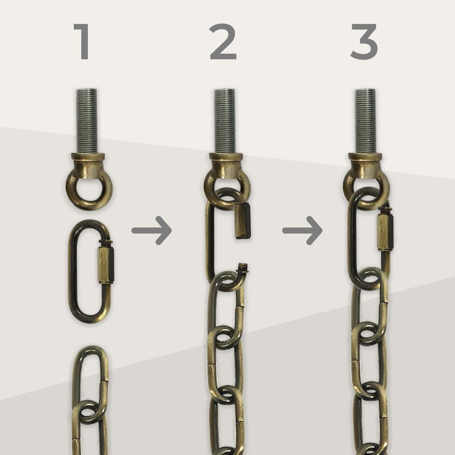 Royal Designs, Inc. LC-2002-AB-6-1 Heavy Duty Lighting Fixture Chain, Extendable up to 6ft, 60-Pound Weight Capacity, Antique Brass — Amazon image 2