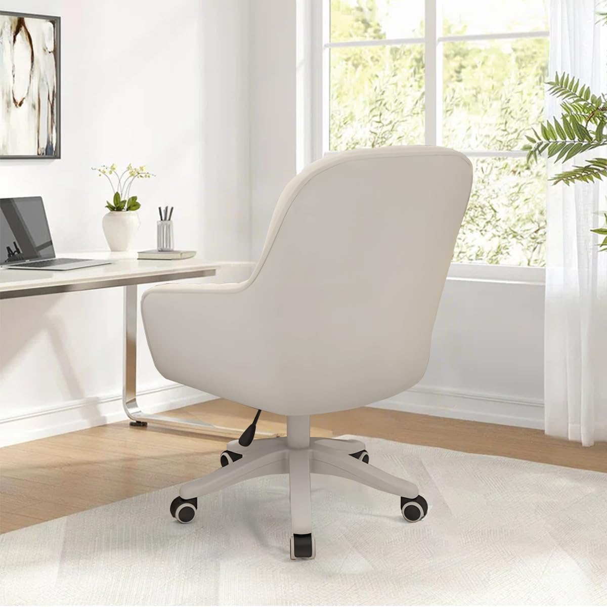 Silla de Oficina para el hogar Sillas de Terciopelo para tocador Silla de Maquillaje con Ruedas Sillas de Ordenador con Respaldo Medio Silla giratoria pequeña con Ruedas y Altura Ajustable