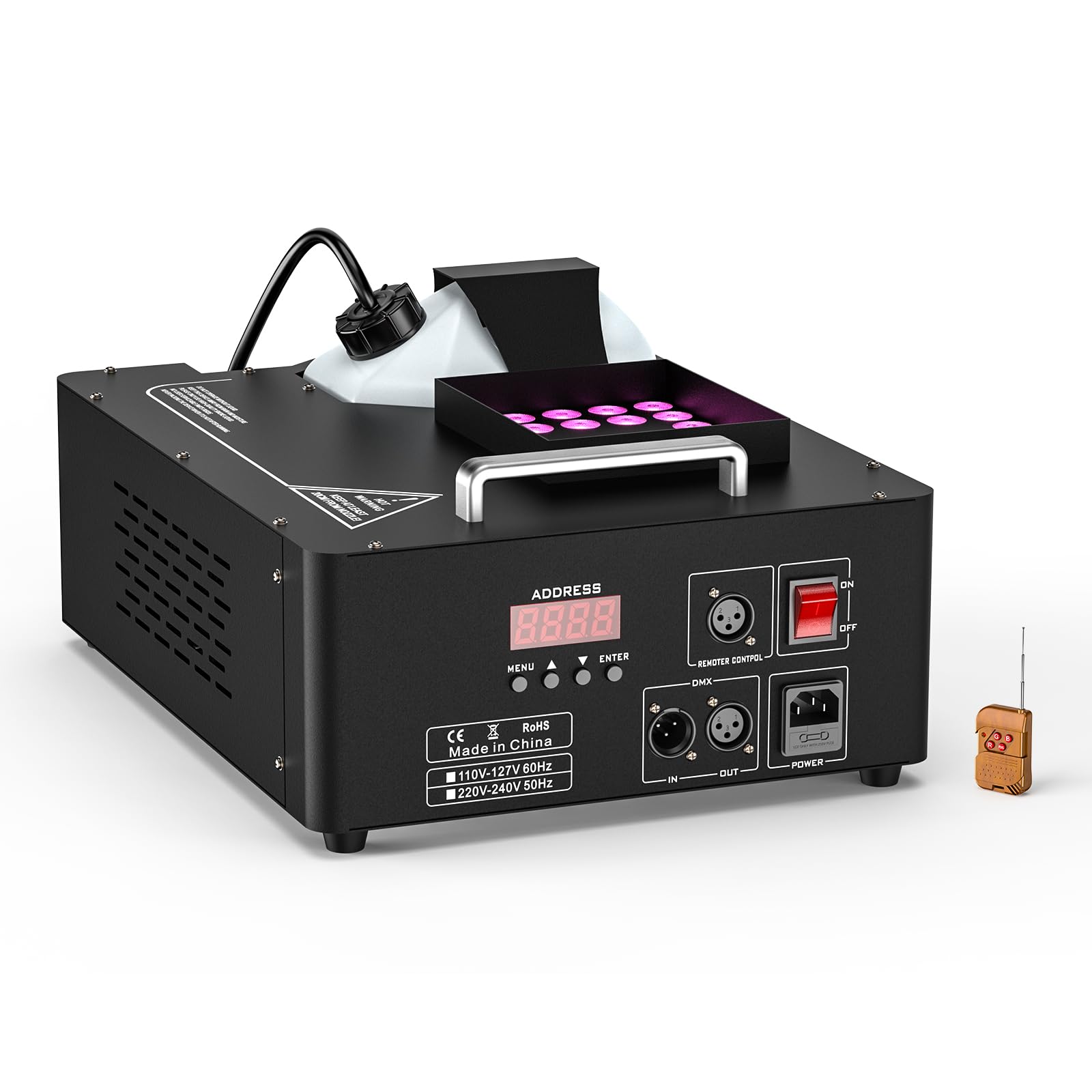 Máquina de Humo 1500W con 24 LED luces RGB Efectos Máquina de Niebla con remotos Inalámbrico Fog Machine Portátil para Fiesta Navidad Escenario Discoteca DJ Boda Halloween