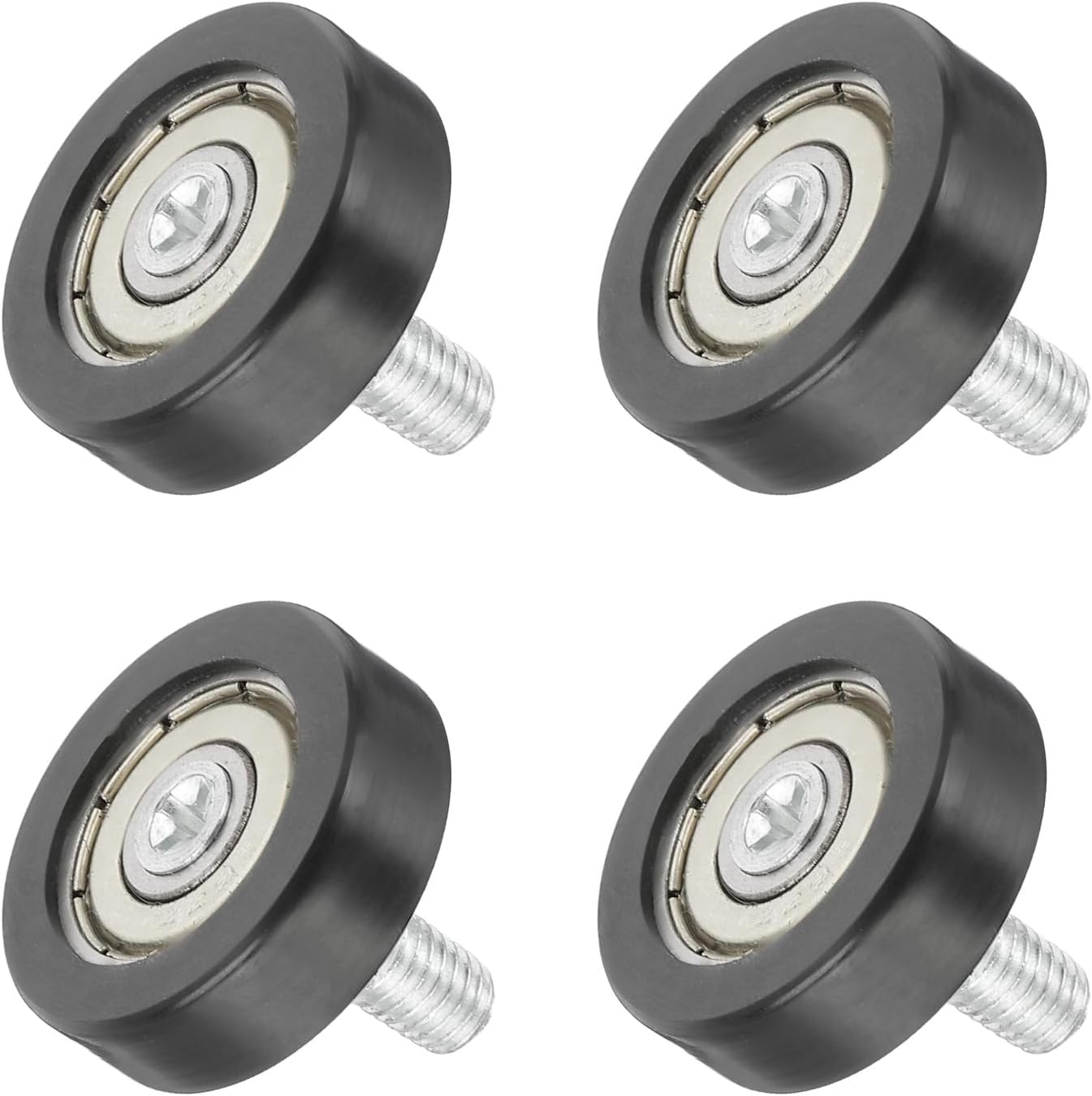 QUARKZMAN Pack of 4 Drawer Rollers 26 mm x 8 mm Wheel 6 mm Level Nylon Bearing Roller Drawer Roller Bearing Replacement Wheels for Window Sliding Door Guide Black M6 x 10 mm Thread