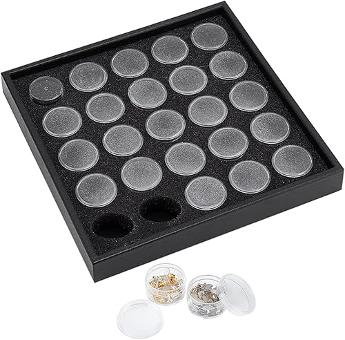 Miniatura 1 de PH PandaHall Caja de exhibición de piedras preciosas de diamante, 25 unidades, caja de almacenamiento de cuentas de plástico redondas transparentes