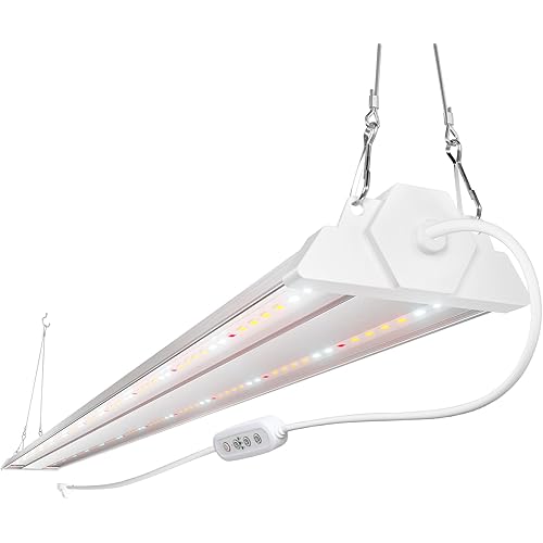 FREELICHT 1 Pack 4ft LED Grow Light with Timer, 60W (350W Equivalent), Sunlike Full Spectrum Integrated Plant Light for Hydroponic Indoor Plant Seedling Veg and Flower, Plug in with 3 Timing Modes