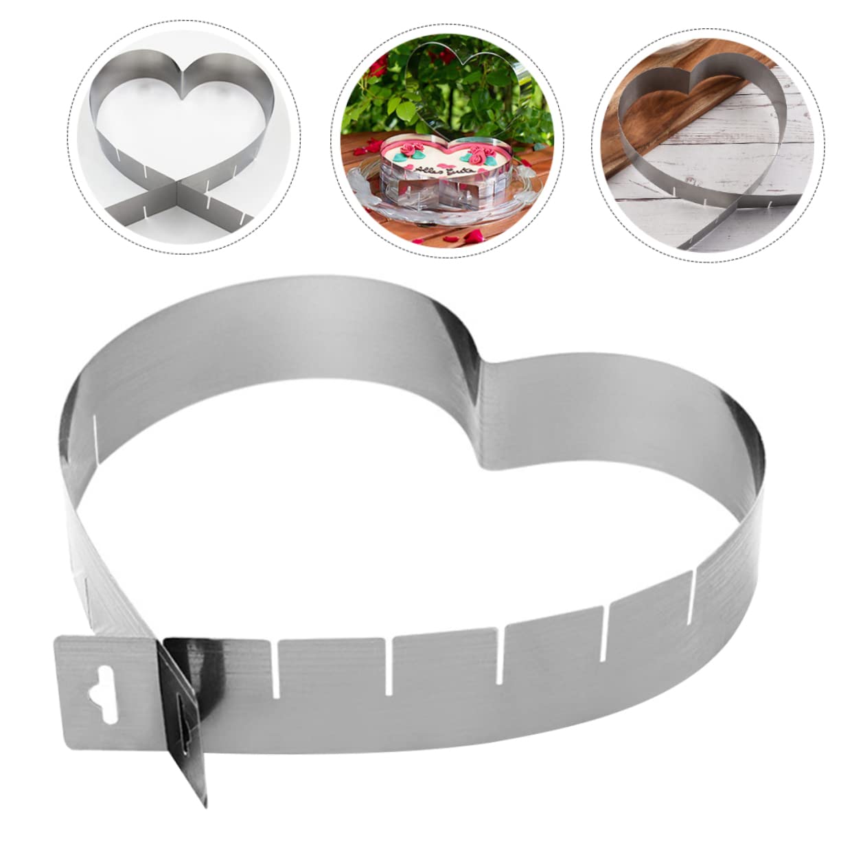 Unomor Adjustable Heart Shaped Mousse Ring Baking Reusable Cake Baking Tool for Easy Release and Cleaning for Heart Shaped Cakes and Desserts