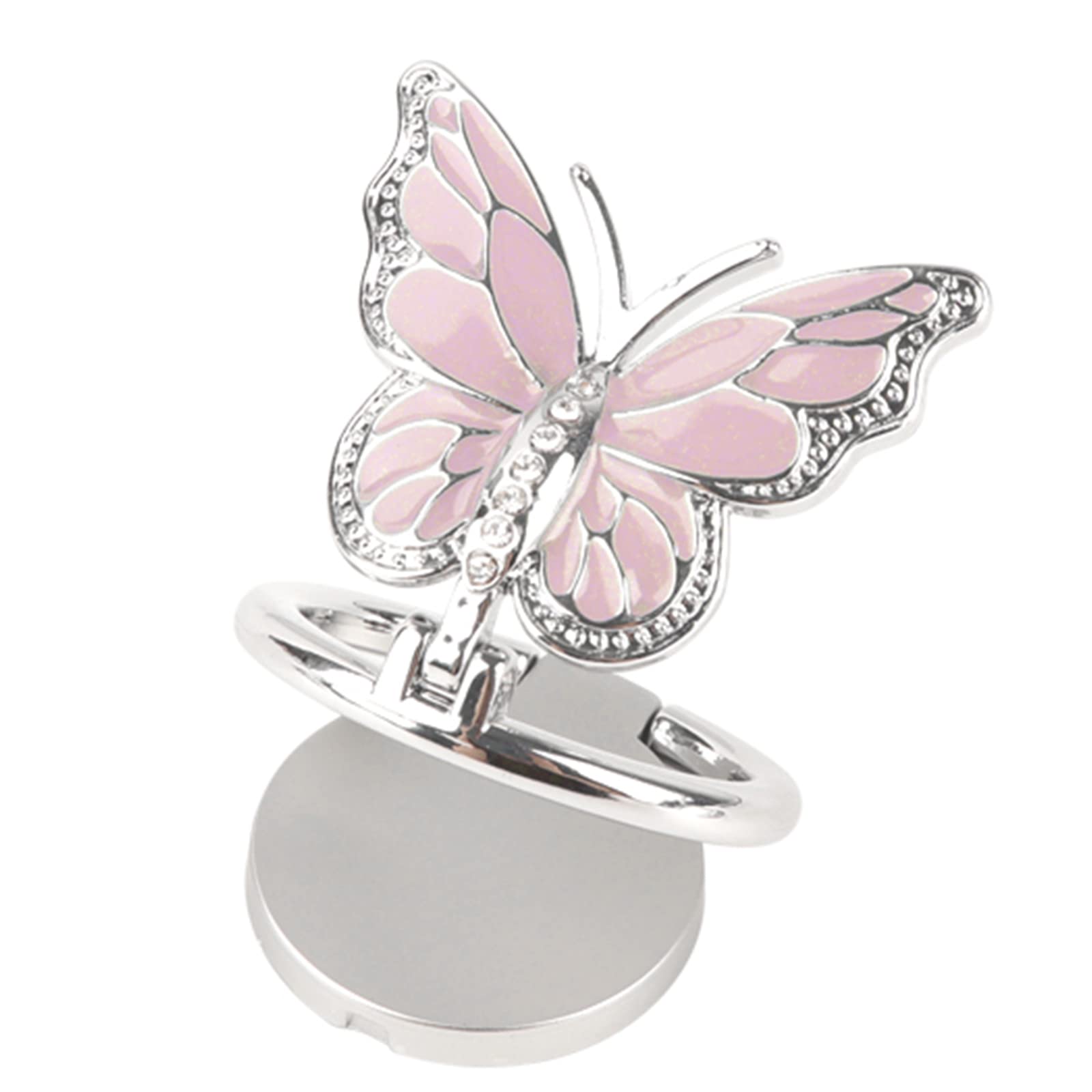 Soporte de anillo para teléfono, soporte de dedo de metal brillante, bonito soporte de anillo de mariposa para teléfono celular, rotación de 360°, agarre ajustable para teléfono, compatible con