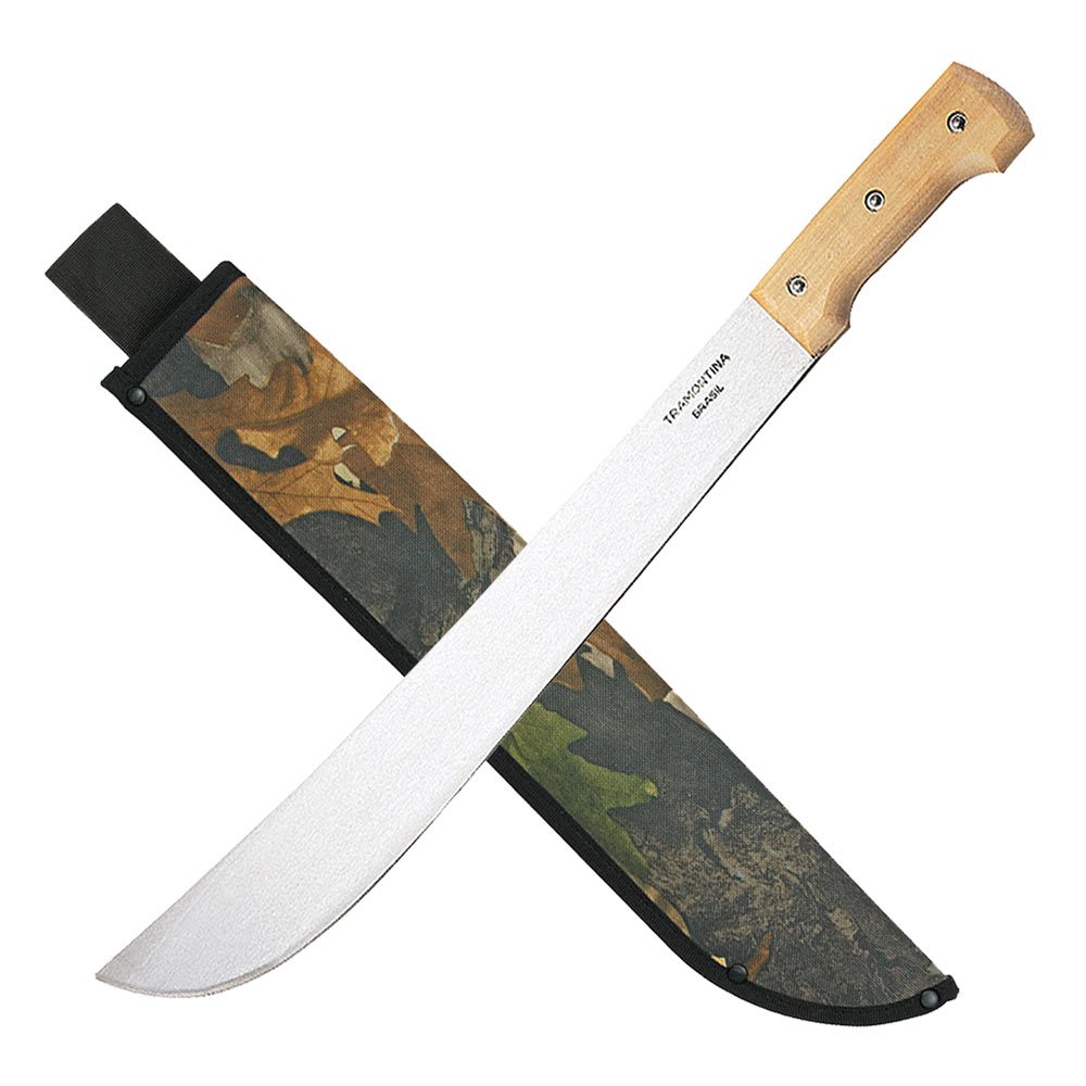 Tramontina Machete 18 Zoll Full-Tang Carbonstahl Klinge mit Holzgriff und Nylon-Gürtelscheide