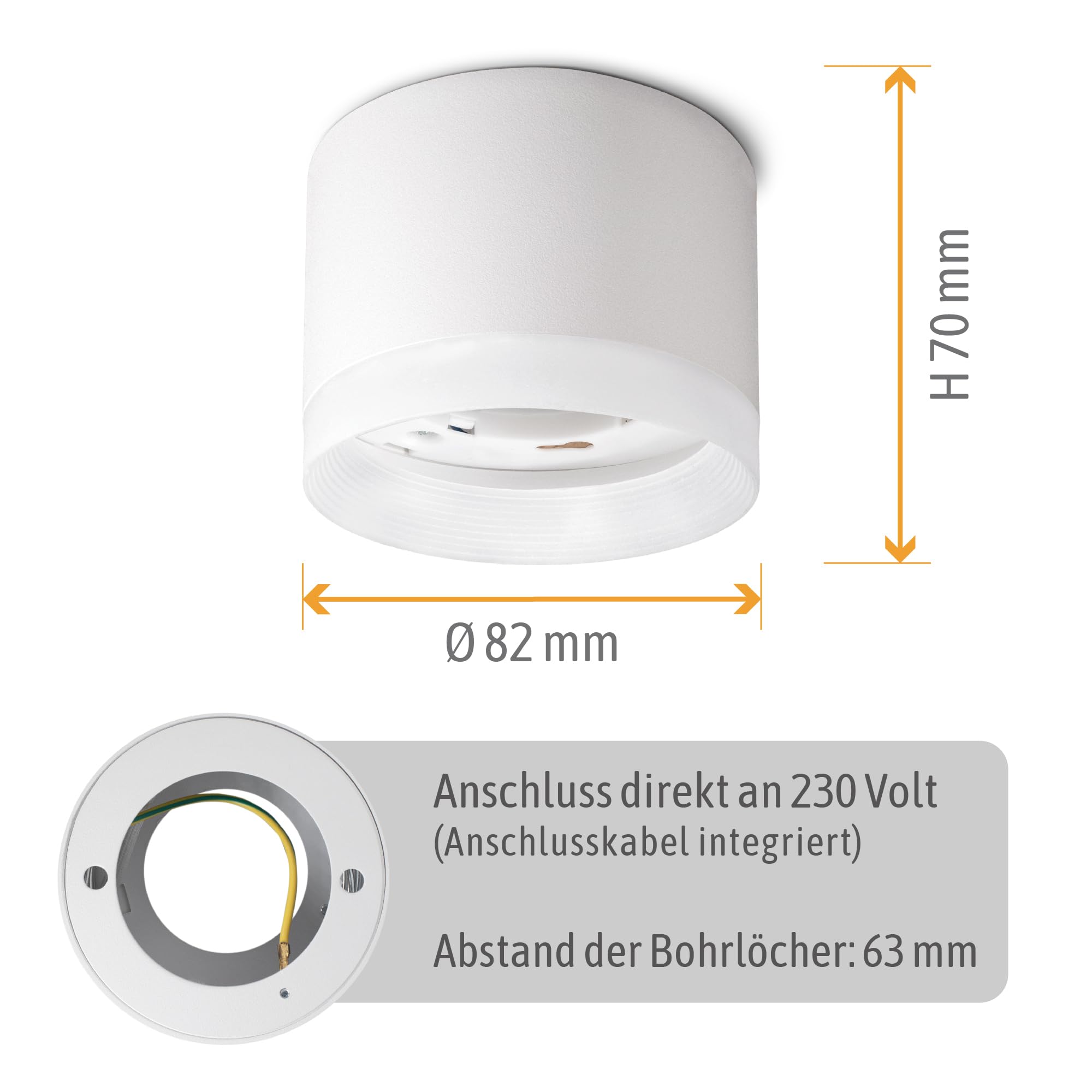 SSC-LUXon VORA Aufbaulampe weiß 4er Set 3 Lichtfarben Leuchtrand 230V LED