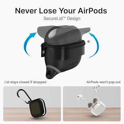 Miniatura 3 de Catalyst Funda impermeable para AirPods 4  Funda de protección contra caídas para Apple AirPods de 4 generación con mosquetón, funda de silicona de