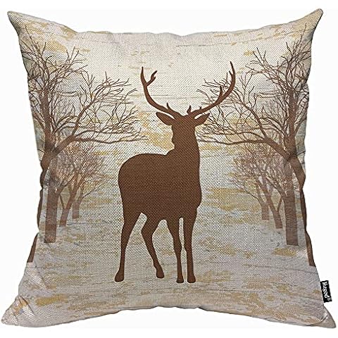 Mugod Brown Deer Cushion Cover 18x18 Inch Cover