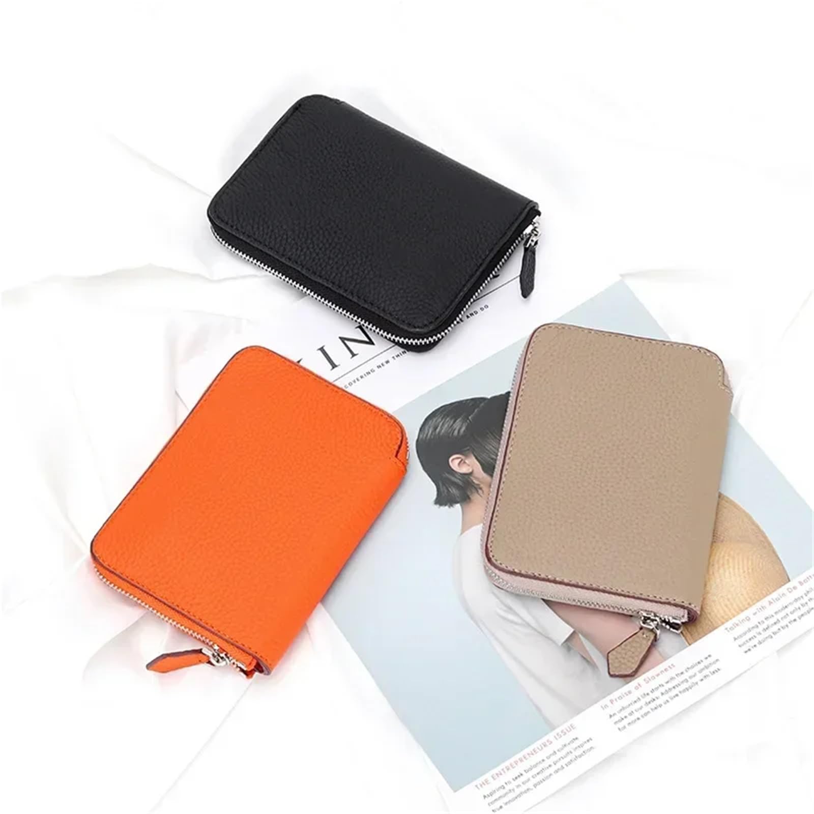 Porta Passaporto Portafogli di lusso in vera pelle for carte di credito da donna, porta monete e documenti, organizer da donna for il business(Black)