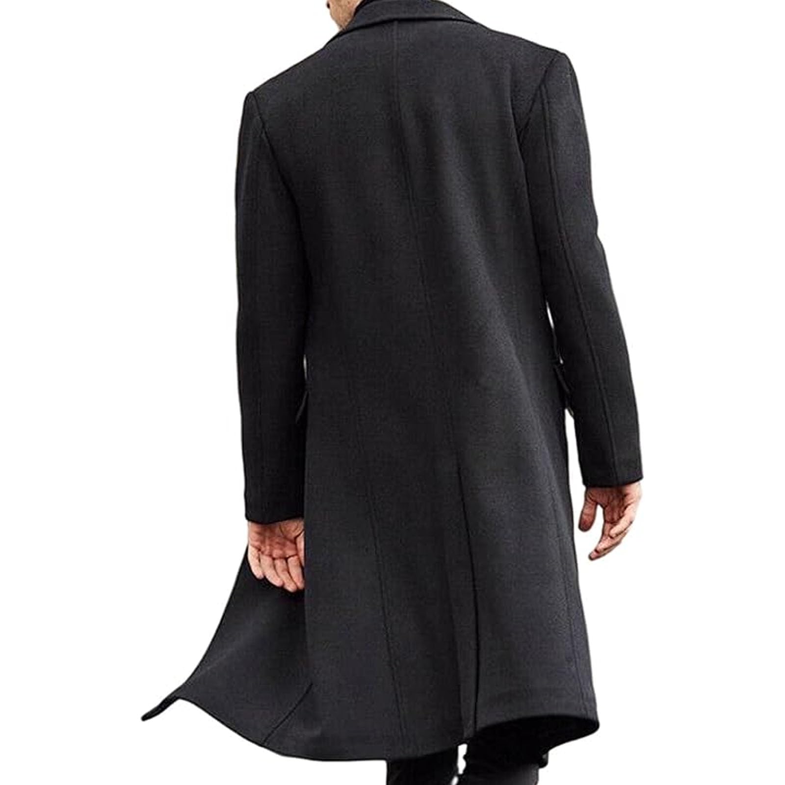 Trench da uomo casual elegante collo dentellato cappotto lungo per uomo slim fit lungo monopetto cappotto termico