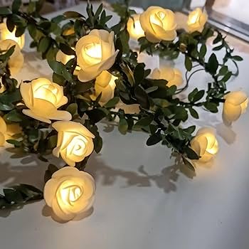 Rosnek LED-Lichterkette 3M, Rose Blume, Batteriebetrieben, Fu00fcr Datum Hochzeit Valentinstag, Party Schlafzimmer Deko