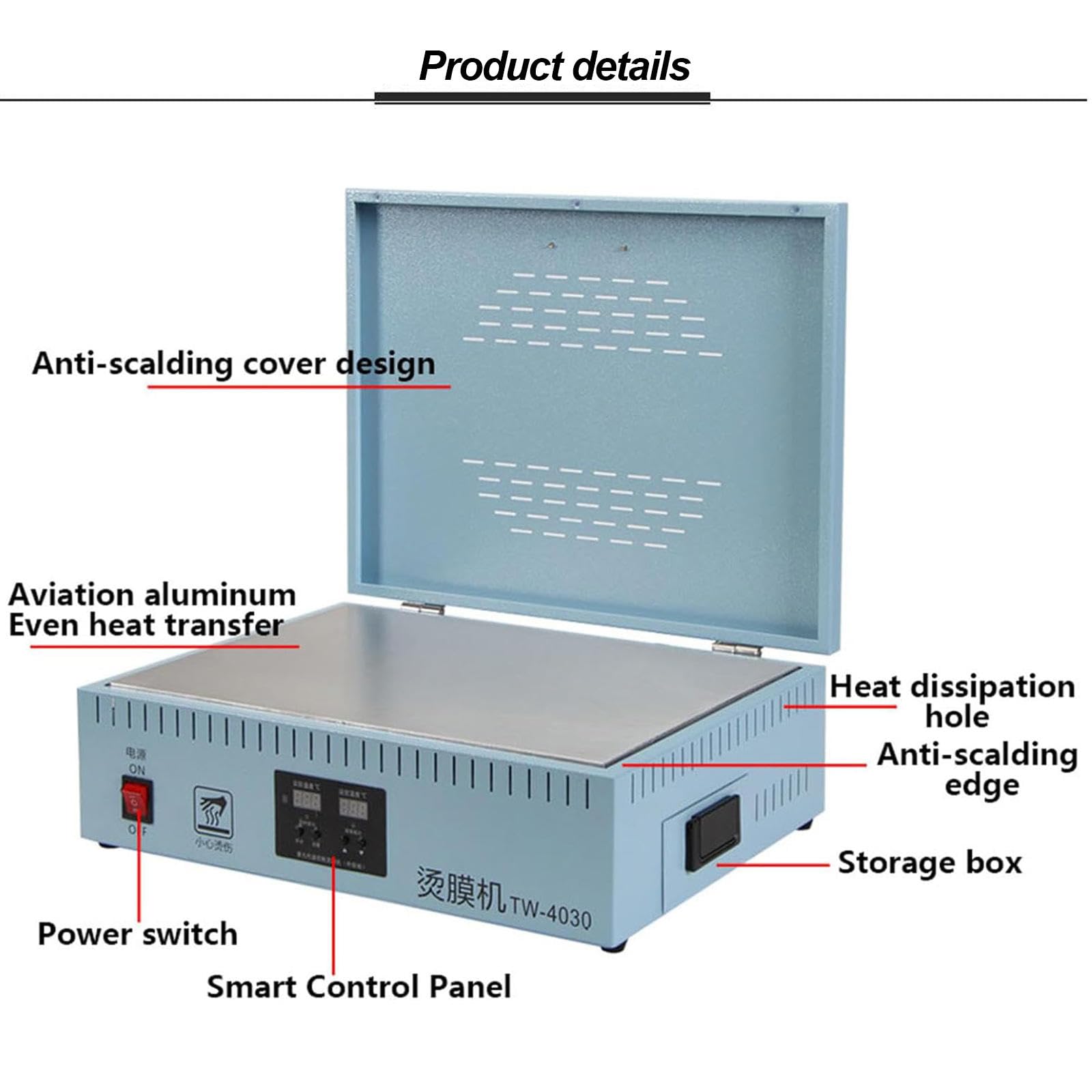 Máquina envolvedora de celofán de 1200 W, máquina selladora térmica de sobremesa, máquina Manual de Envoltura de película de PVC, para perfumes y cosméticos. (Blue)