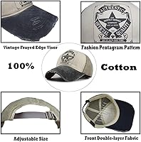 Vista 8 de Gorra de béisbol vintage con remaches de moda con letras cruzadas de algodón de mezclilla con borde deshilachado, sombrero de sol ajustable unisex