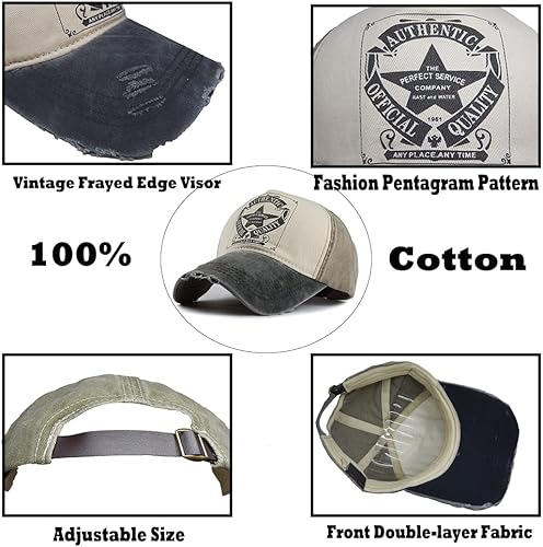 Miniatura 8 de Gorra de béisbol vintage con remaches de moda con letras cruzadas de algodón de mezclilla con borde deshilachado, sombrero de sol ajustable unisex