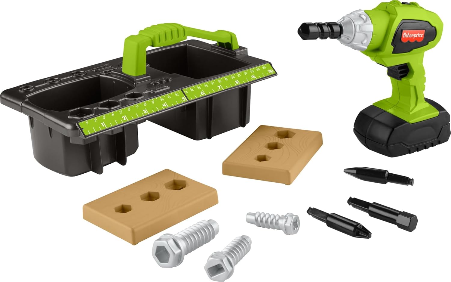 Fisher-Price Preschool Toy Drillin’ Action Tool Set with Sounds, 10 Pieces for Construction Pretend Play Kids Ages 3+ Years