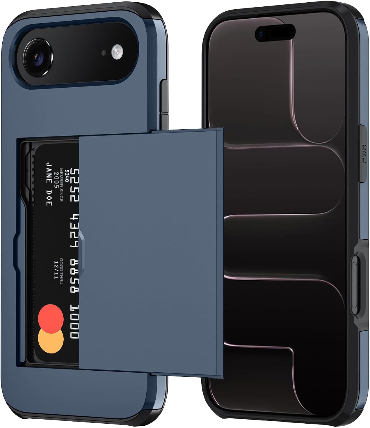 Qinmay Compatible with iPhone 17 Air Case Wallet,Built-in Card Holder, Heavy Duty Protective Dual Layer Shockproof Hidden Card Slot Slim Wallet Phone Cover for iPhone 17 Air，Blue