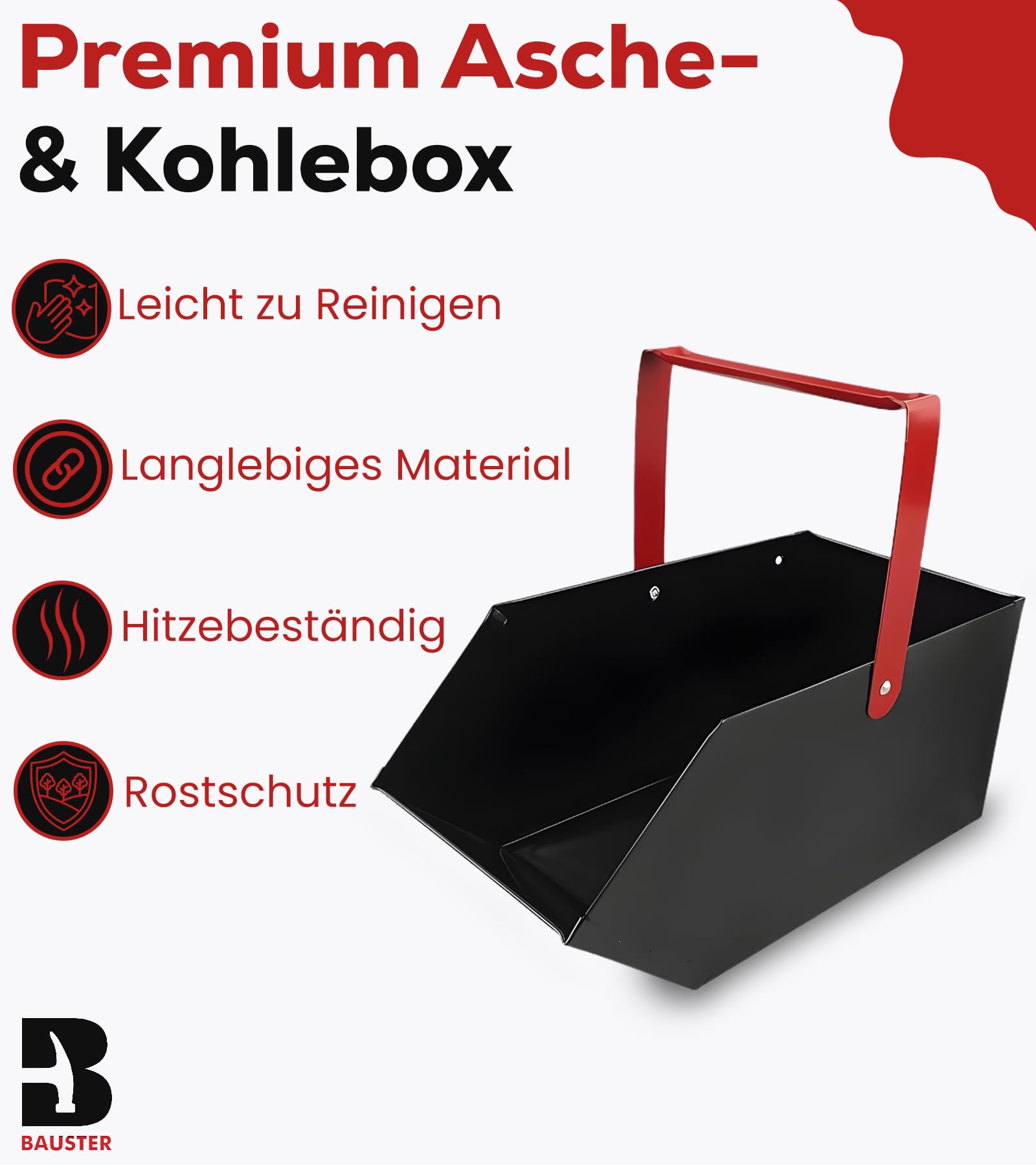 Aschekasten Kohlenkasten/Aschebehälter 43 x 23 x 21 cm Briketts Holz Koks Aschebehälter Kamingrill Zubehör Kohlewanne Kohlenschütte Abtransport Lagern Ascheschale Kamin Kasten