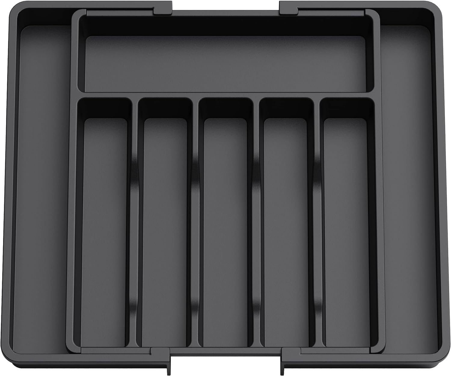 Silverware Organizer - Expandable Kitchen Drawer Organizer, Adjustable Utensil Organizer, Cutlery Drawer Organizer for Forks, Knives, Multipurpose Kitchen Organizers and Storage Solution, Black