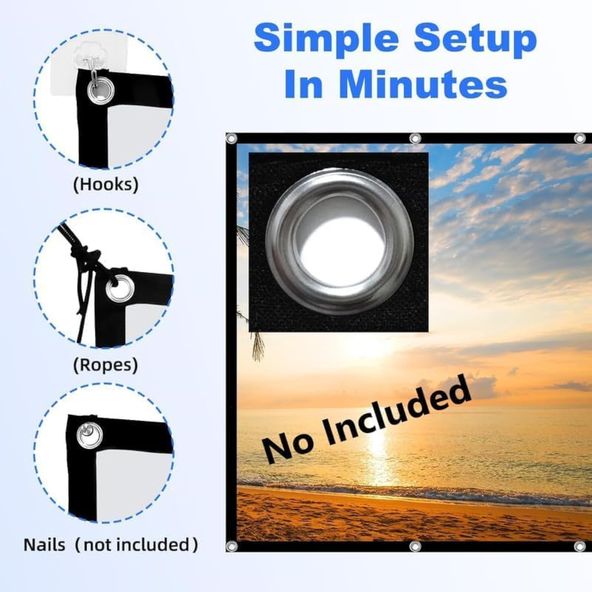 Eyelet Projector Screen, 60 Inch Diagonal