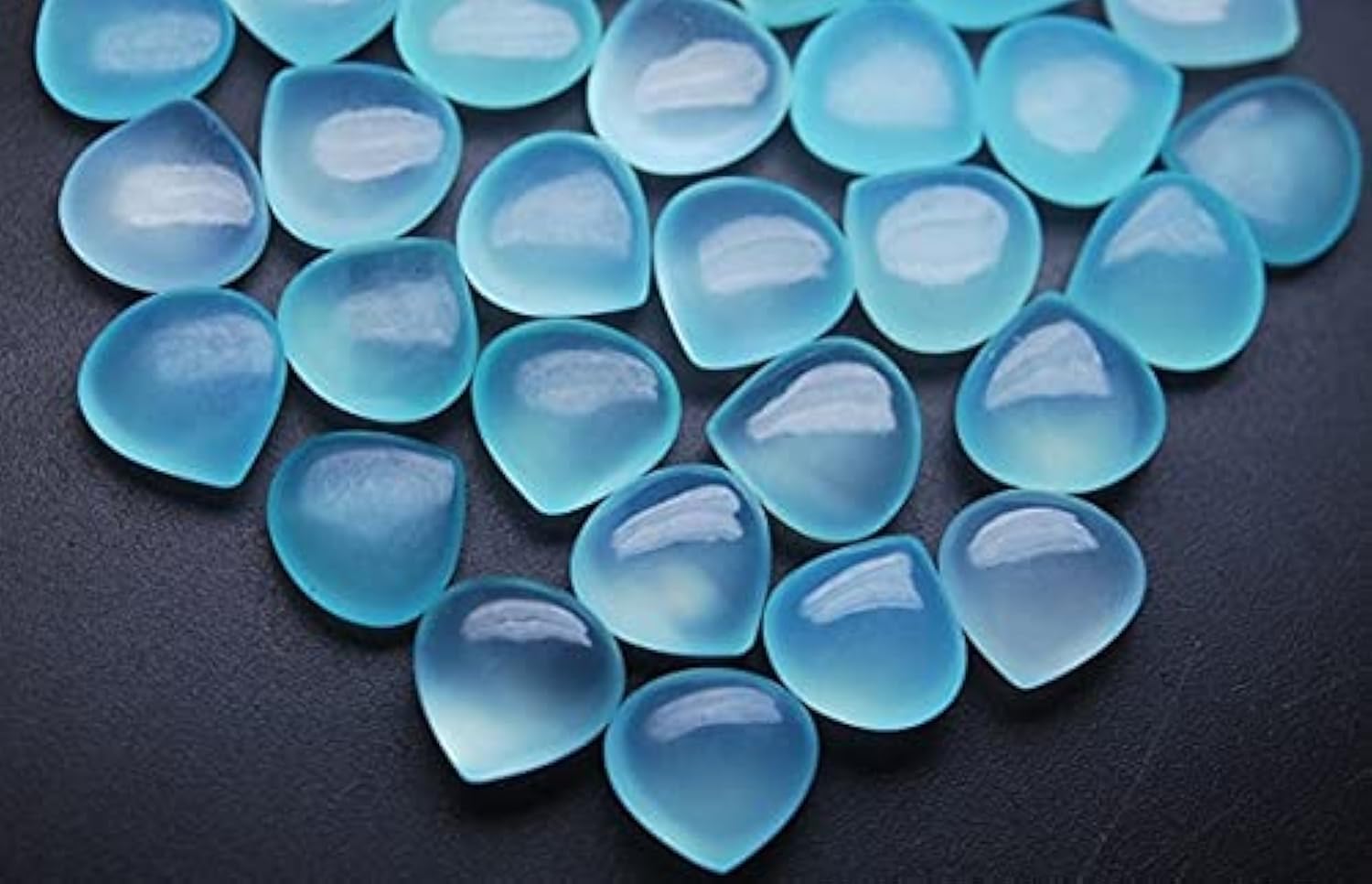 LKBEADS 12 Matched Pair,Aqua Chalcedony SMOOTH Heart Shape Briolettes 14mm