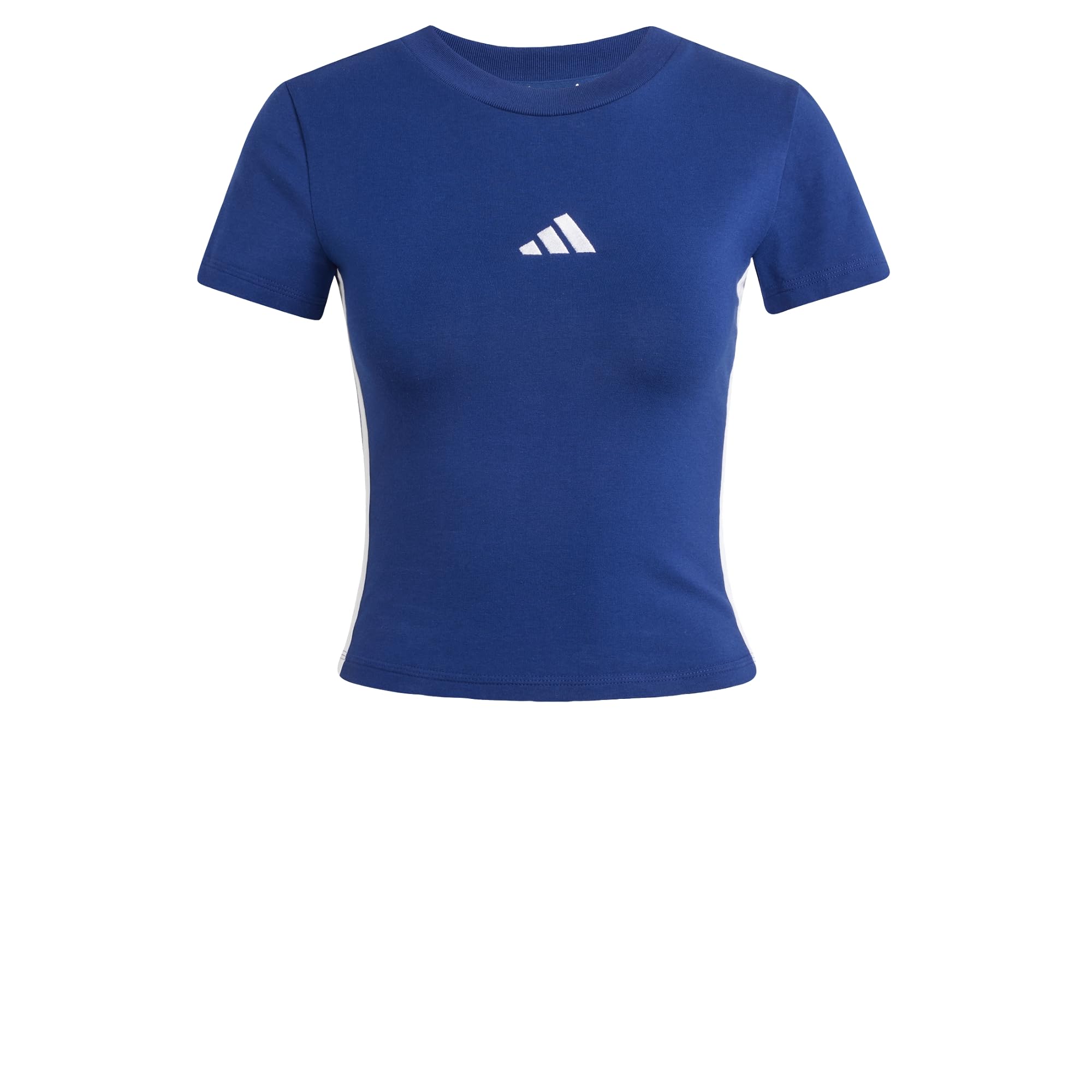 adidas Women's Essentials 3 Stripes Slim Baby T-Shirt, Dark Blue/White, XL
