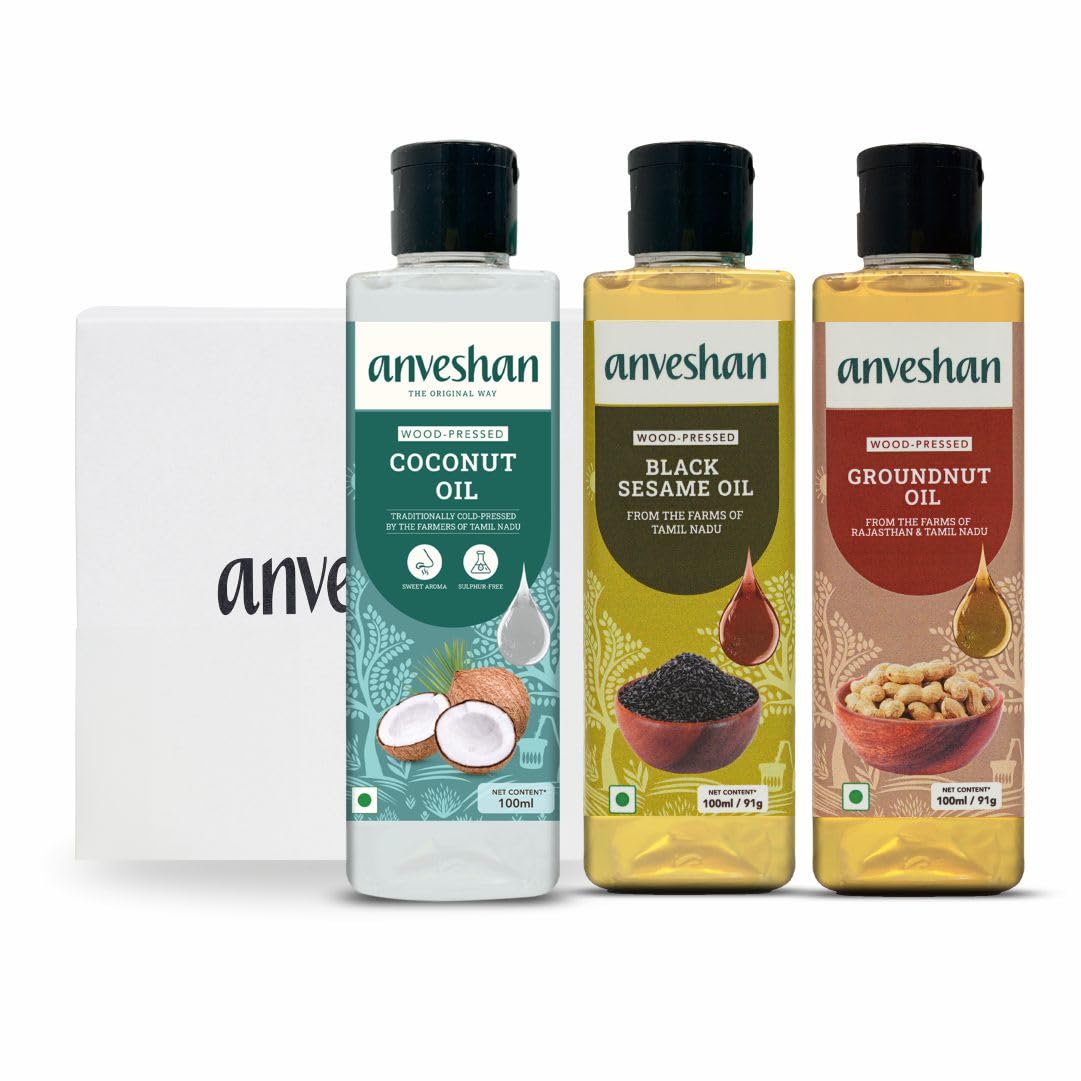 Anveshan Wood Cold Pressed Groudnut, Coconut and Sesame Oil - 100ML Pack of 3 (B0D8WF2T89) Amazon Price History, Amazon Price Tracker