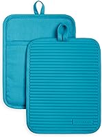 Vista 8 de KITCHENAID Juego de 2 soportes para ollas de silicona suave acanalada, negro mate, 7 x 9 pulgadas