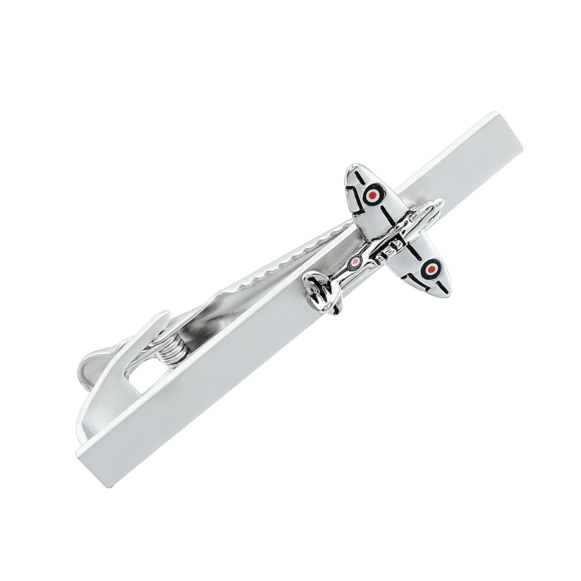 Fermacravatta, fermacravatta a Forma di Aereo da Uomo, fermacravatta Classico, fermacravatta con Design a Forma di Caccia Spitfire, Accessori da Lavoro for Cravatte da Uomo