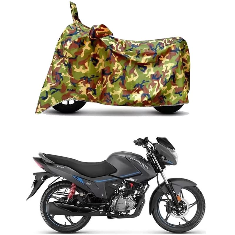 Image of Waterproof 100% PVC Coated Bike Scooty Two Wheeler Body Cover Compatible for Hero Glamour Xtec Drum /UV-Rays /Heat Protection /Birds Dropping /Scratchproof /Dust Proof [6X6 Jungle Print]