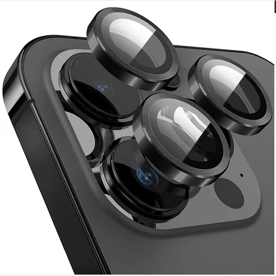 Kit Película Lente De Câmera Compatível Com iphone 11 12 13 14 15 16 Pro Max Liso Preto iphone 16 pro