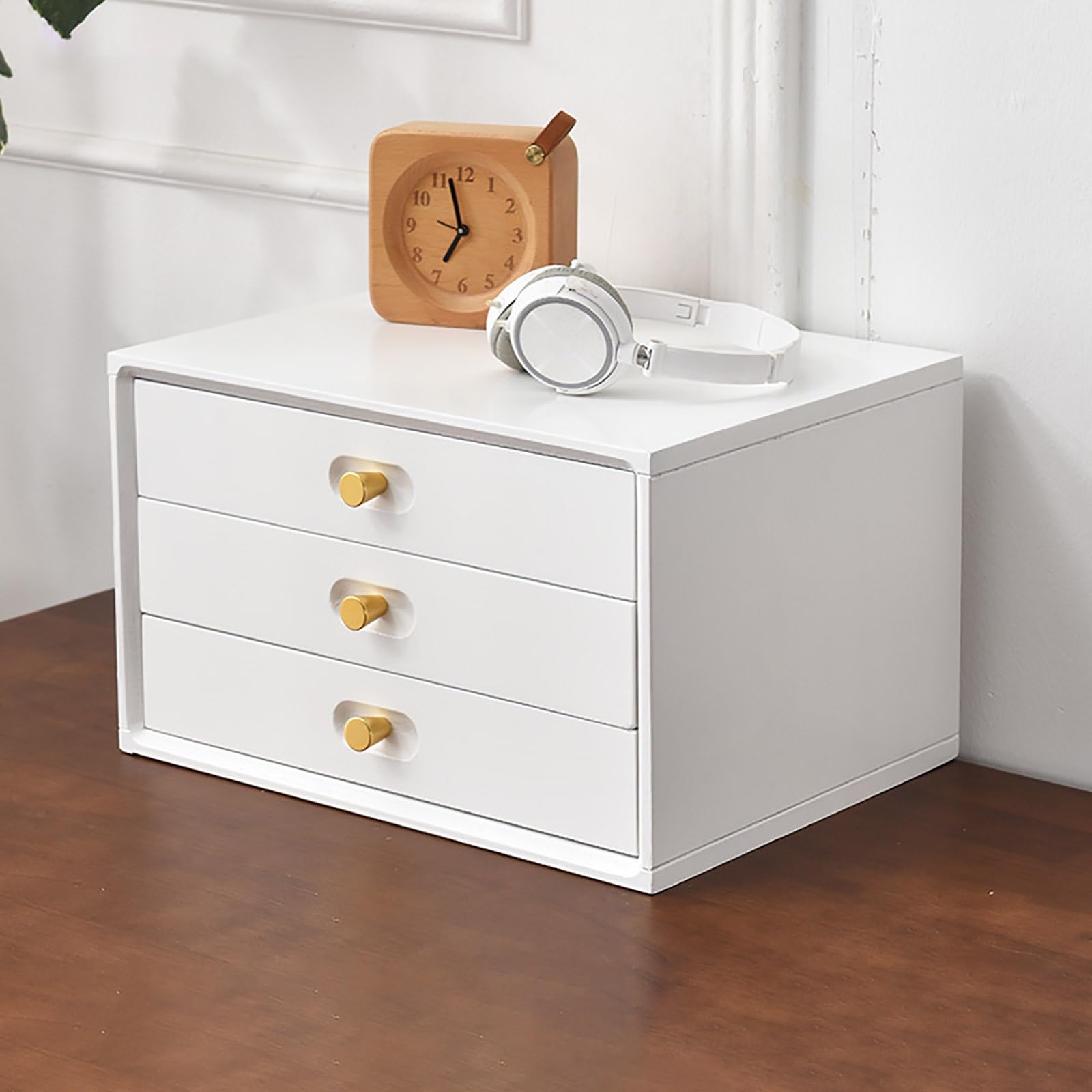 Wooden Desk Box,Multi-Layer Drawer Cabinet For Office & Home,Stylish Functional Design,Heavy-Duty Capacity,Perfect For Workspace Storage Solution,Wei-3 layer