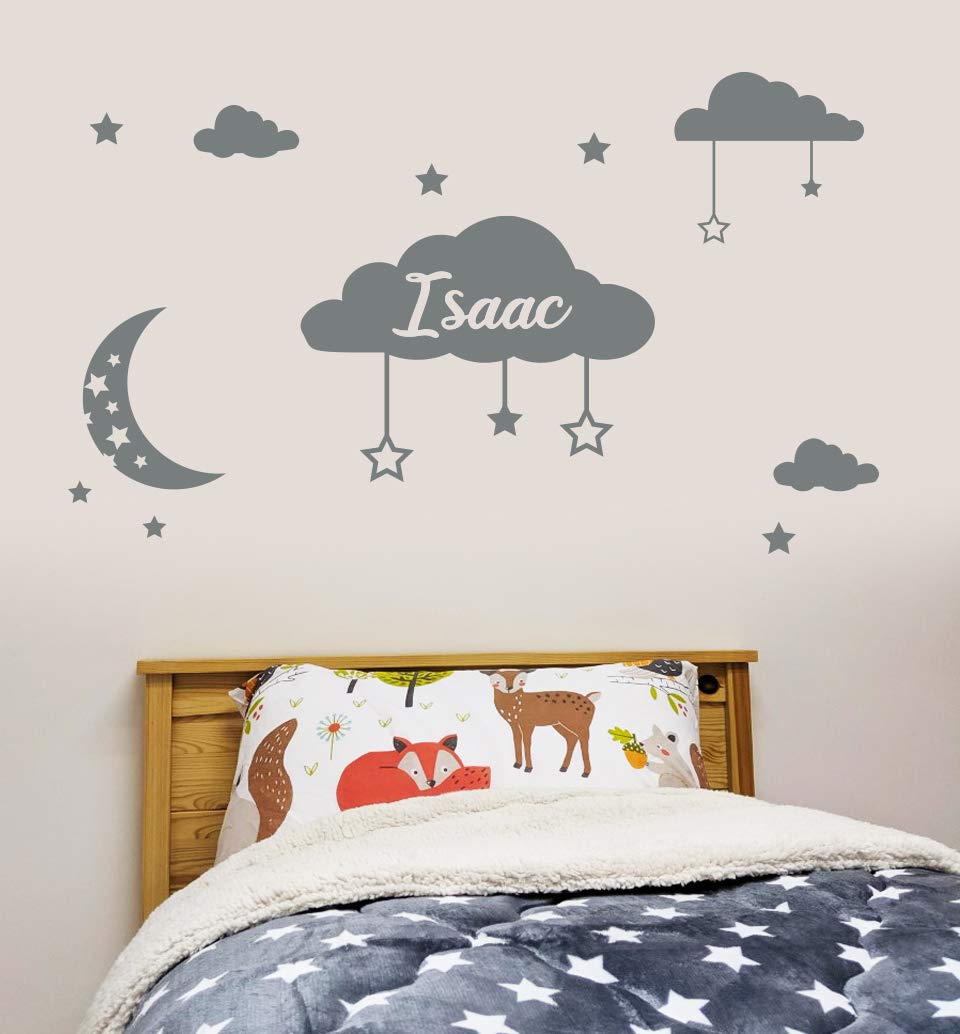 Beautiful Game Clouds Personalised Name Wall Decal Kids Art Mural Bedroom Wall Sticker (60cm width x 30cm height)