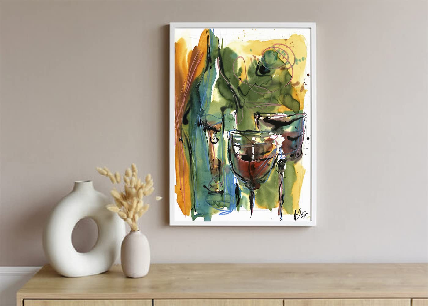 VERRE ART Printed Framed Canvas Painting for Home Decor Office Wall Studio Wall Living Room Decoration (10x14inch White Floater) - Zin-FinDel