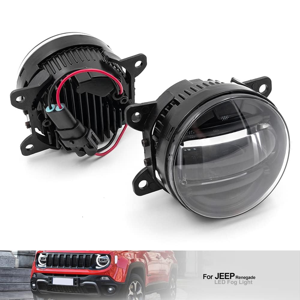 LED Fendinebbia per Je.ep Renegade (BU) 2014.09-2021 Bianco 3.5 pollici Led Paraurti Anteriore Fendinebbia Guida Lampada 2pc Nero Len Kit