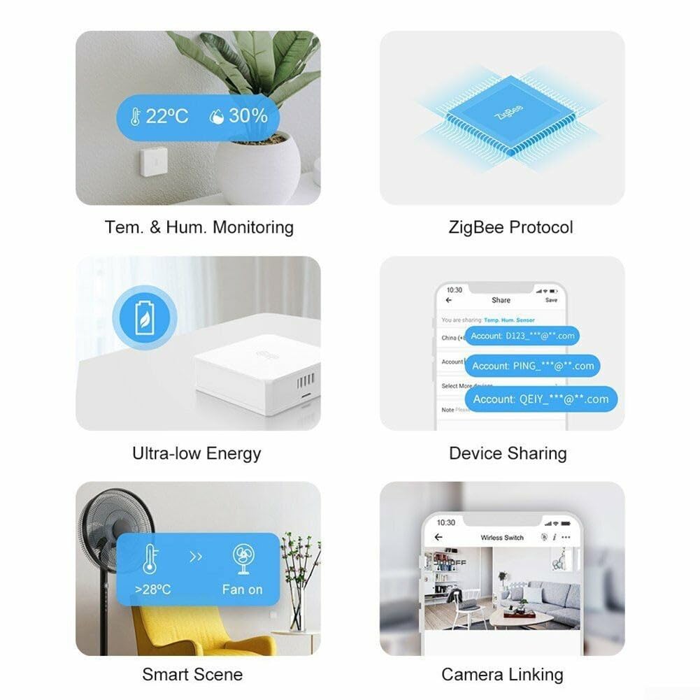 SPORTARC Capteur de température et d'humidité SNZB-02, capteur de température et d'humidité Smart Home Remotel Monitor, pour SNZB02 pour maison intelligente, installation facile et rapide