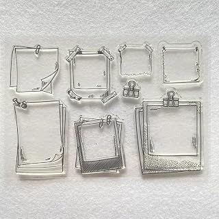 SELDCUT Vintage Frame Photo Folder Clip Clear Stamp Transparent Silicone Stamp for Scrapbooking Photo Album Decoration Seal Stamp vinta