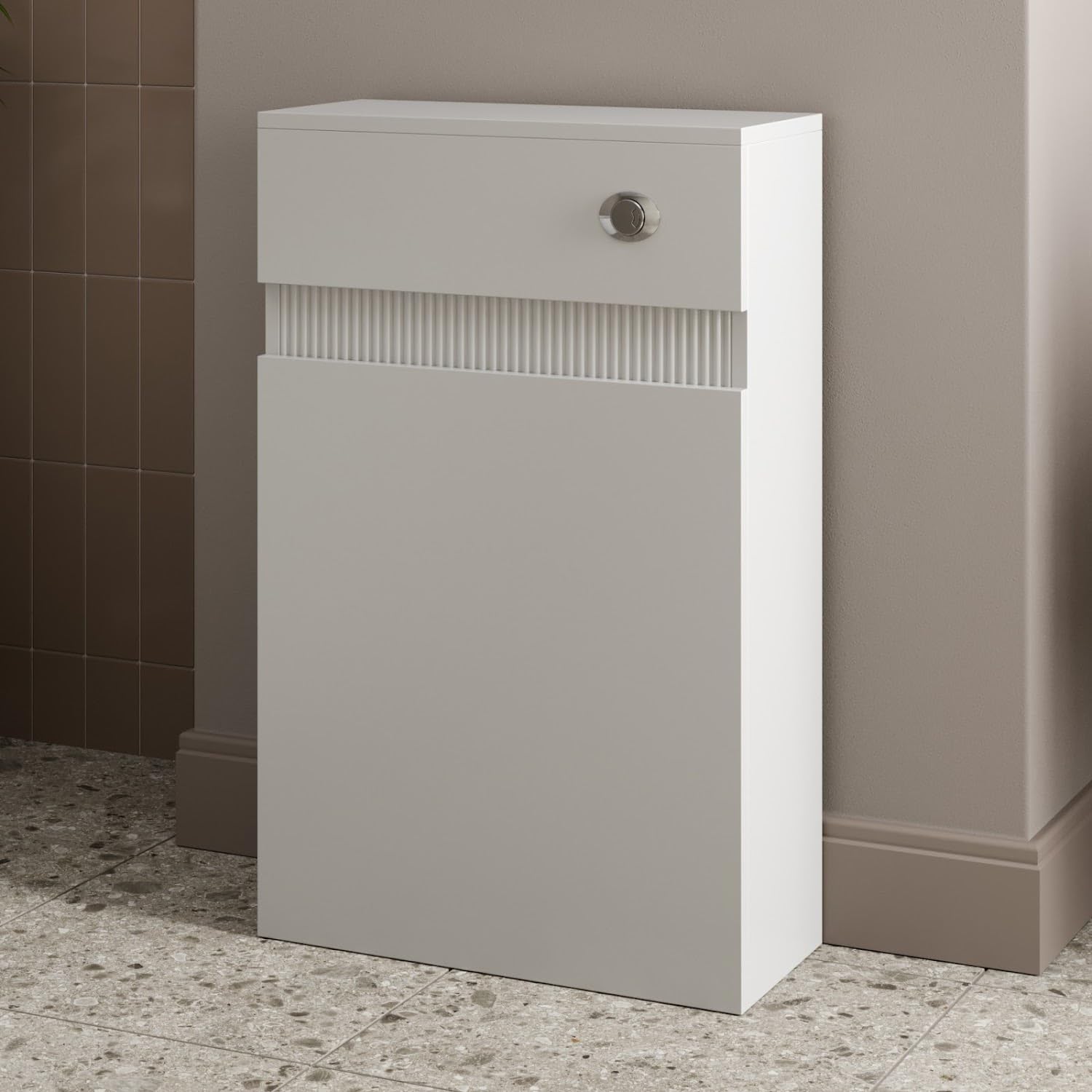 BAYSTONE® 500mm Bathroom Back to Wall BTW Toilet WC Cloakroom Furniture Unit Only, Freestanding Fluted, White