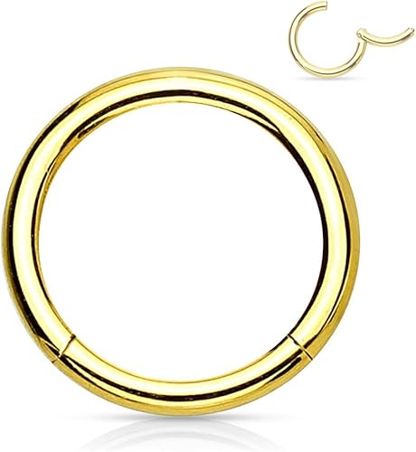 Miniatura 67 de Forbidden Body Jewelry - Piercing para la nariz de acero quirúrgico 316L con bisagra, 14G, 16G, 18G, diámetro de 15/64, 5/16, 25/64, 15/32 pulgadas