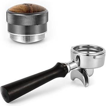 58mm Espresso Tools Set | Dual Spout Portafilter with Walnut Handle | Coffee Walnut Distributor | Fit Breville & Sage Barista Espresso Machine