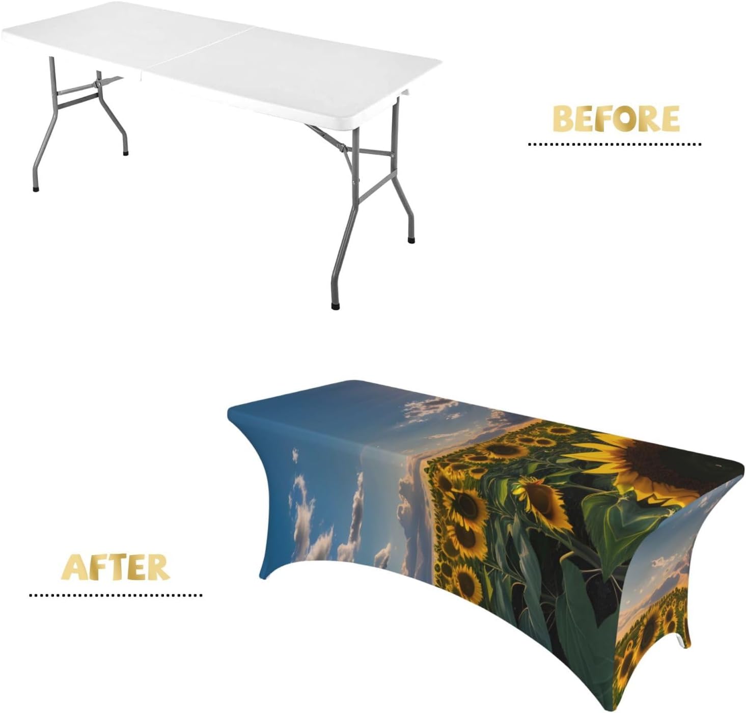 Sunflowers Sunlight Print Table Cover Rectangular Tablecloth for 6-Foot Tables for Wedding Banquets Outdoor