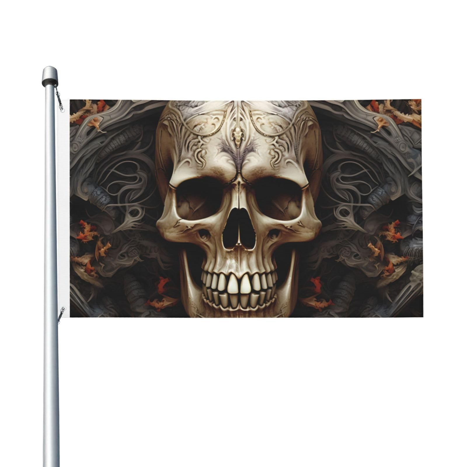Außenflagge Mit Totenkopf-Design | Doppelseitig | 90x150 Cm | Wetterfest | Für Garten, Terrasse, Balkon