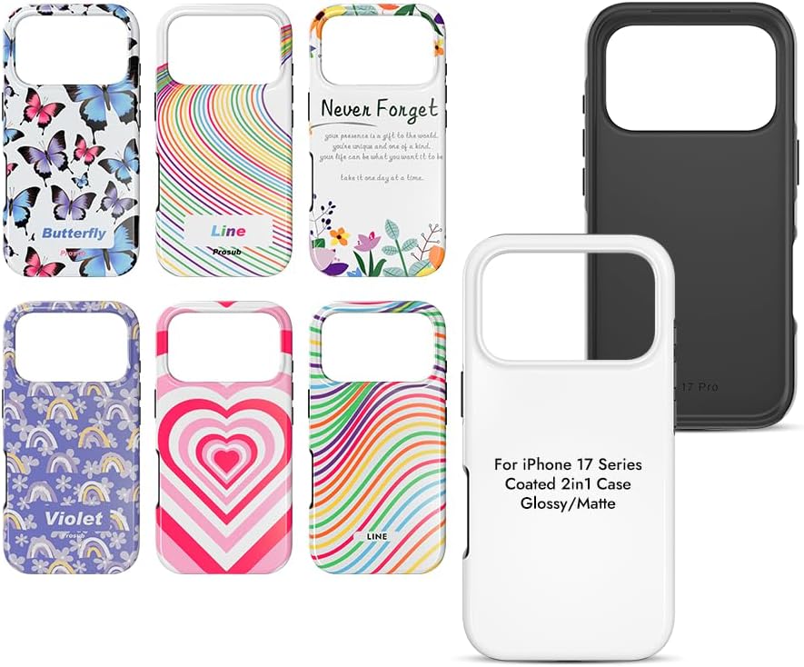 5PCS Sublimation Phone Case Blanks for iPhone17 Series Air Pro Max,3D Coated 2in1 Phone Case Compatible with Mag-Safe DIY Phone Cases