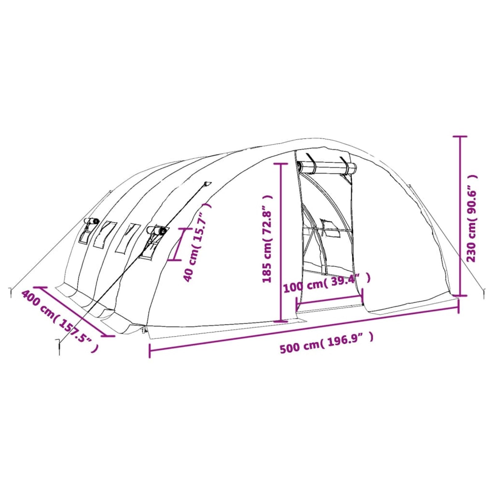Gecheer Serra,con Telaio in Acciaio,Serra da Giardino,con Porta Avvolgibile,Serra per Piante,Serra da Esterno,Serra Grande,Serra per Orto,Serra a Tunnel da Giardino,Verde 20 m² 5x4x2,3 m