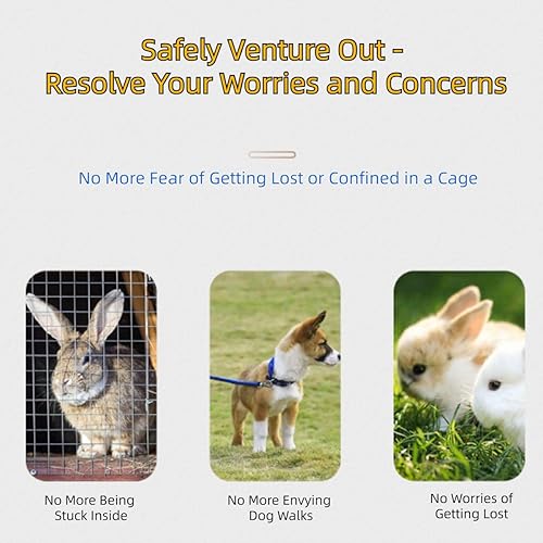 Vista 4 de MANON ROSA Juego de arnés y correa para conejo, ajustable, a prueba de escapes, equipo de entrenamiento y caminar para conejillos de indias, Negro