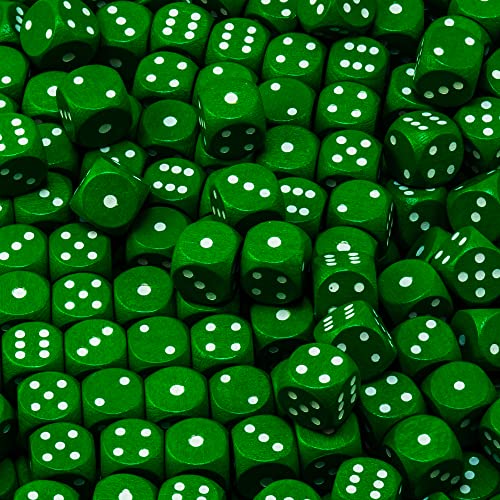 Waldfelsen 6, 12, 20, 30 oder 50 hochqualitative Holzwürfel aus echtem Buchenholz Augenwürfel Spielwürfel aus Holz in 16 mm Standardwürfel mit Stoffbeutel Würfelset (Grün, 6 Stück)