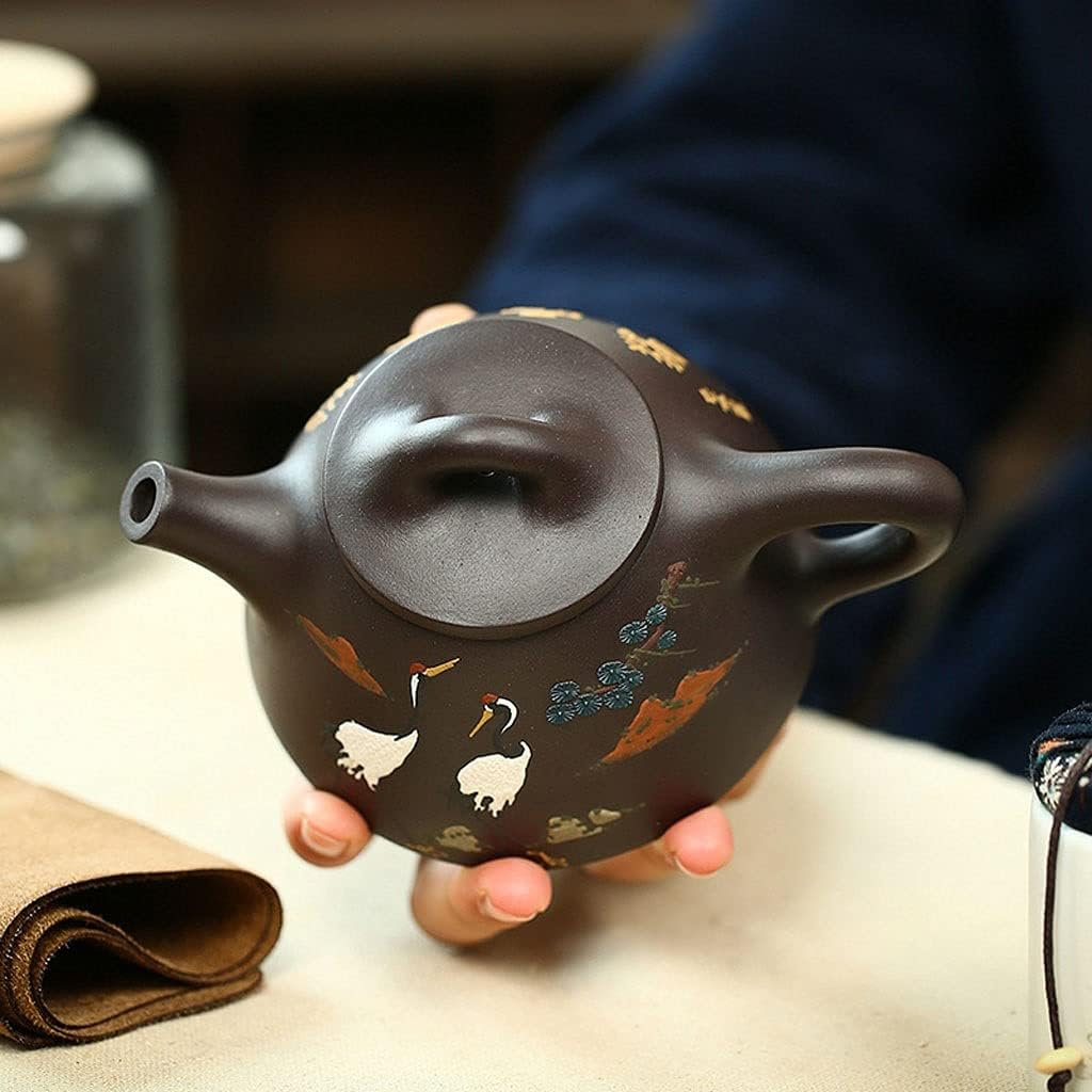Teapot Zisha Teapot Yixing Traditional Purple Clay Pot Handmade Raw Ore Black Mud Engrave Painted Kung Fu Tea Set Home Kettle Pottery Teapot
